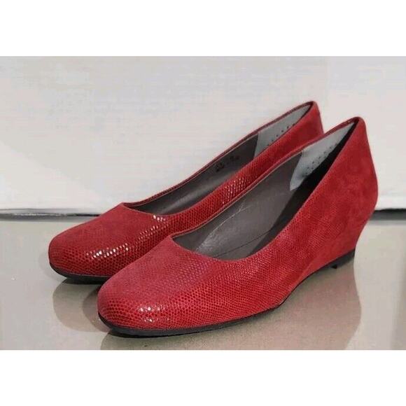 SAS‎ Sofia Red Leather Made in Italy Wedge Pump Shoes Size 7.5 N Narrow NWOB - Picture 1 of 10